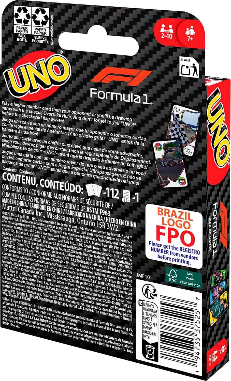 Mattel Games UNO Jogo de cartas F1